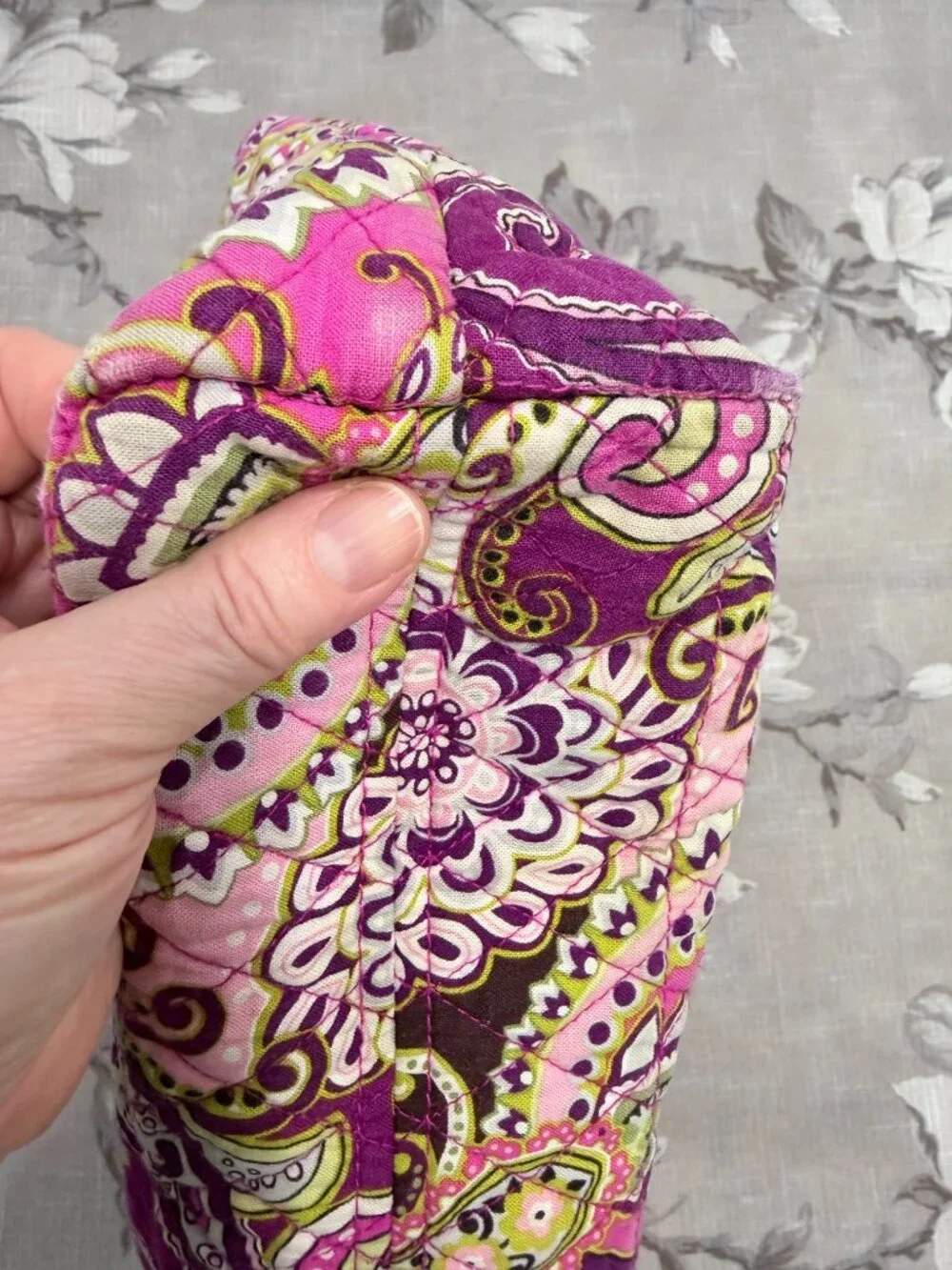 Vera Bradley Very Berry Paisley Quilted Tote Pink Purple Floral Paisley Retired